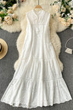 Button-Front Eyelet Maxi Dress
