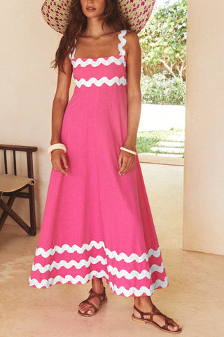 Scalloped-Trim Casual Maxi Dress