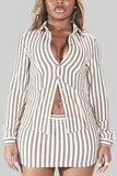 Striped Button-Front Skirt Set