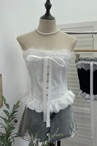 Lace Trim Corset Tank Top