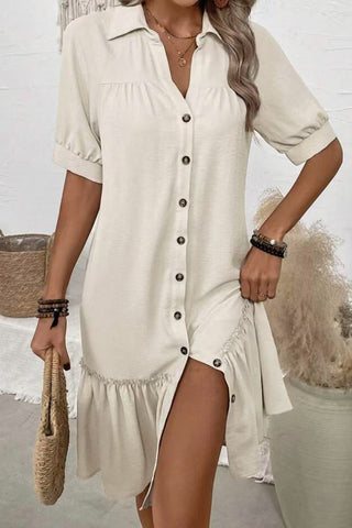 Button-Front Casual Shirt Dress