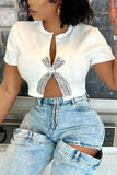 Keyhole Embellished T-Shirt