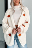 Pumpkin Embellished Open-Front Cardigan