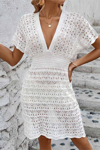 V-Neck Lace Casual Beach Dress