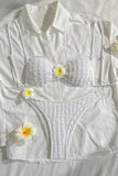Textured Bikini Set with Floral Accents
