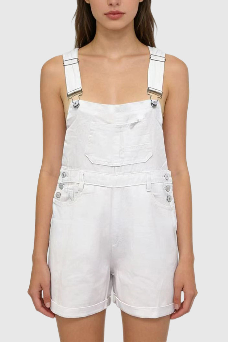 Casual Denim Romper with Pocket Detail