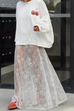 Elegant Sheer Lace Maxi Skirt
