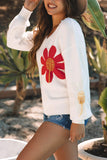Big Flower V Neck Sweater