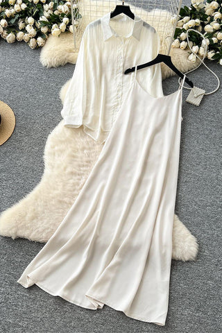 Elegant Cami Dress and Button-Up Set