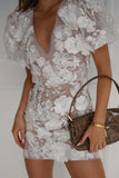 Floral Embroidery Short Casual Dress