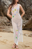 Floral Mesh Overlay Cover-Up Dress
