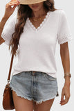 Lace-Trim V-Neck T-Shirt