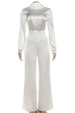 Elegant Satin Long-Sleeve Pant Set