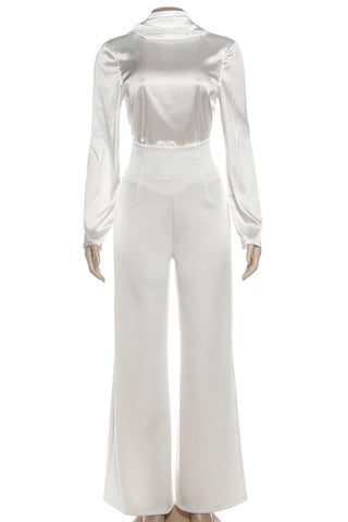 Elegant Satin Long-Sleeve Pant Set