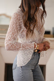 Sheer Lace Mock Neck Blouse