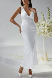 Elegant Deep V-Neck Evening Gown