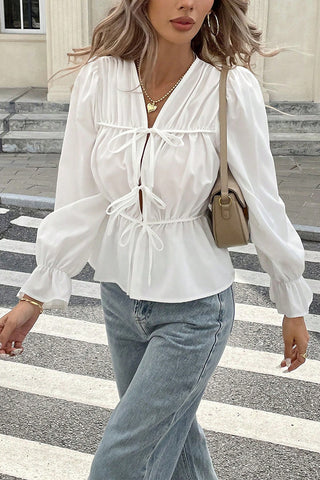 Tie-Front Peplum Blouse