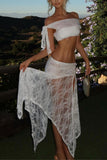 Off-Shoulder Lace Skirt Set