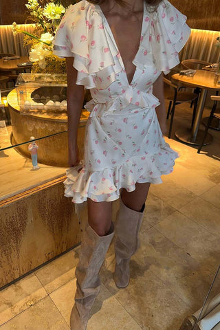 Ruffled Floral Mini Dress