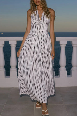 Halter Polka Dot Maxi Dress