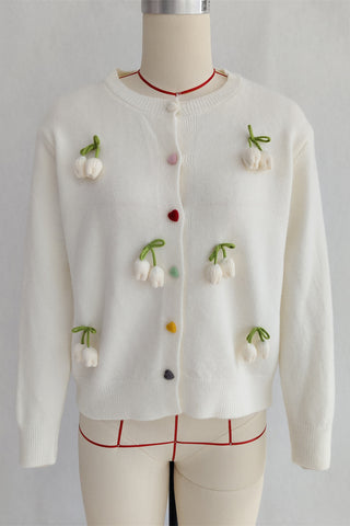 Cherry Embellished Button Cardigan