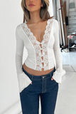 Lace-Trim Long Sleeve Top