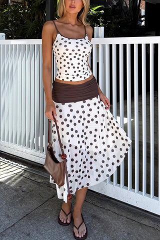 Polka-Dot Sleeveless Skirt Set