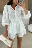 Lace Blouse & Shorts Set