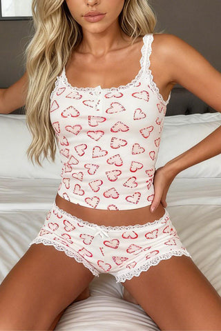 Heart Print Tank and Short Set