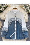 Ruffle-Trim Button-Front Denim Shirt