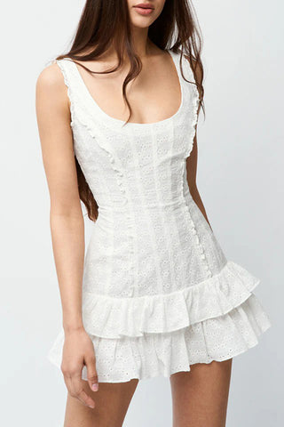 Ruffled Sleeveless Casual Dress