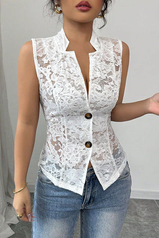 Lace Button-Front Camisole