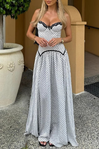 Spaghetti Strap Polka Dot Maxi Dress
