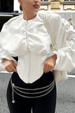 Dramatic Puff Sleeve Corset Blouse