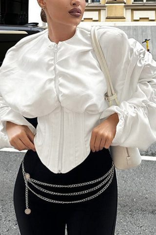 Dramatic Puff Sleeve Corset Blouse