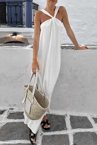 Sleeveless Twist-Neck Maxi Dress