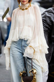 Flowing Ruffle Blouse with Dramatic Sleeves