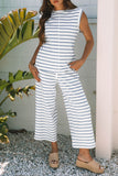 Sleeveless Striped Wide-Leg Set