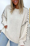 Loose Knit Sweater with Contrast Stitch