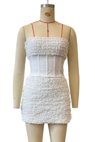 Strapless Textured Skirt Set