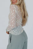 Lace Pattern Sheer Long Sleeve Top