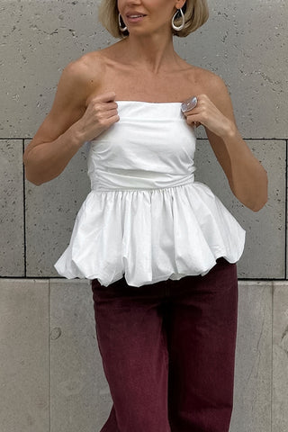 Strapless Puff Hem Top