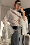 Elegant Lace Blouse with Flared Sleeves