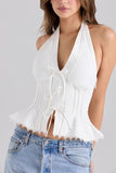 Lace-Up Halter Tank Top