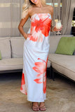 Strapless Floral Print Maxi Dress