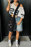 Off-Shoulder Numbered T-Shirt