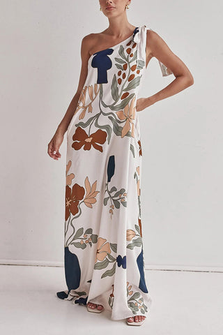 One-Shoulder Floral Casual Dress