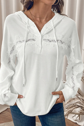 Lace-Accent Hoodie Sweatshirt