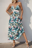 Tropical Print Halter Maxi Dress