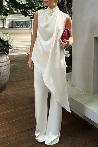 Elegant Asymmetric Sleeveless Set